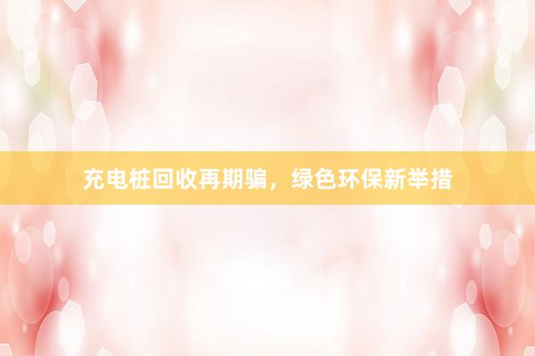 充电桩回收再期骗，绿色环保新举措