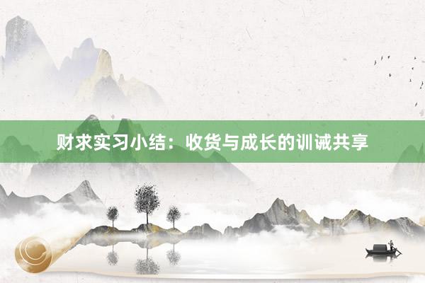 财求实习小结：收货与成长的训诫共享